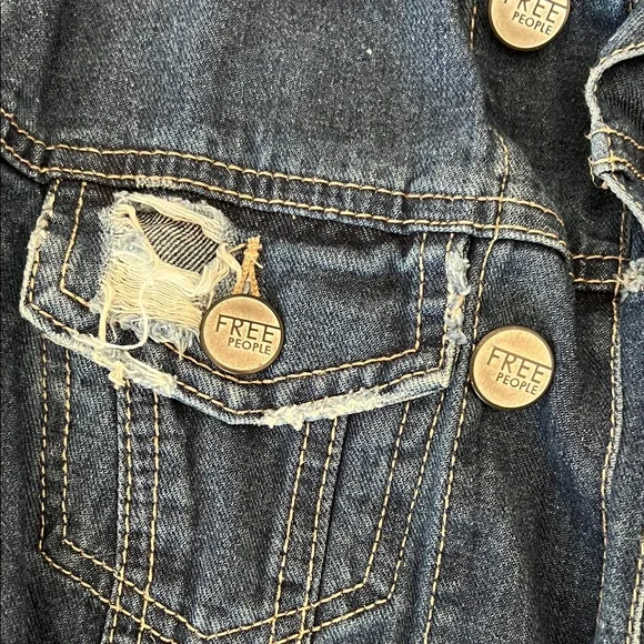 Free People Dark Blue Denim Jacket - Picture 3 of 4